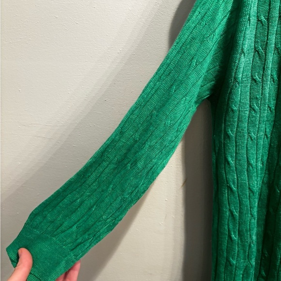 J. Crew Vibrant Green Cable Knit Sweater linen fall  clean simple Christmas - Picture 8 of 11